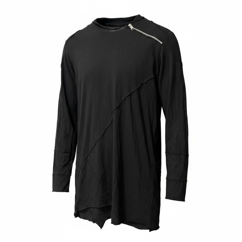Rogue State Mens Black Asymmetrical Zip Hooded Long Sleeve Shirt Size M USA Made
